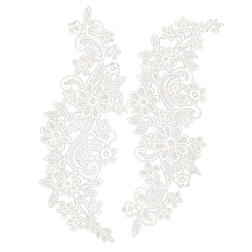 1 Paar florales Venise -Spitzen Applikat bestickte Guipure Hochzeit Spitzenmotiv Trimm Weiß 30x10 cm Pflaume von Pastoralist