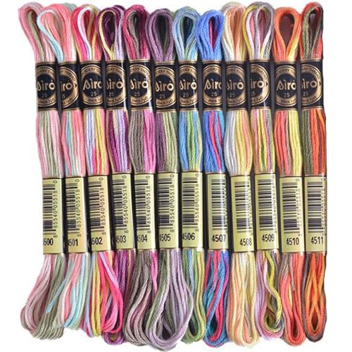 12 Stränge Gradient Polyester, Stickerei FLOSS VERSCHALTE REGINBOW CREWEL CROSSSTITCH FINDEN FREIGUNG BRIFTION BRAKET ZUSAMMER FÜR DIE SCHULDE MACHEN NEWING FREIKESTELLUNGEN Basteln DIY -Projekte von Pastoralist