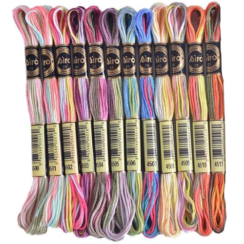 Floss Pack Six Strand Stickerei | 12 Stränge Variegierter Stickslos von Pastoralist