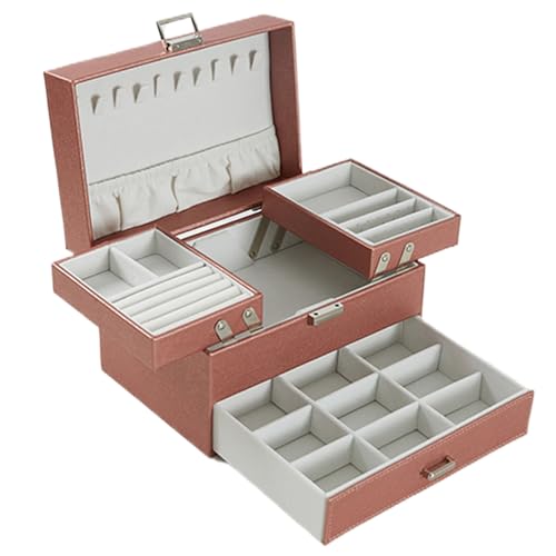 Juwelier Organizer Box, PU Leder -Schmuckschachtel Organizer, große Schmuckschatulle mit Schubladen für Frauen und Mädchen, Schmuckaufbewahrung für Ringe, Ohrringe, Armbänder, Halsketten, Schmuckscha von Pastoralist