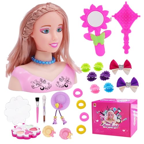 Pastoralist Puppenkopf für Haarstyling, 35pcs/Set Practice Haar Mannequin -Kopf mit Accessoires, Make -up -Lernen tun vor, Spielen Spielzeug für Mädchen zu Spielen (Stil 2) von Pastoralist