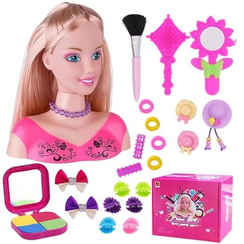 Pastoralist Puppenkopf für Haarstyling, 35pcs/Set Practice Hair Mannin Head mit Accessoires, Make -up -Lernen tun vor, Spielen Spielzeug für Mädchen zu Spielen (Stil 1) von Pastoralist