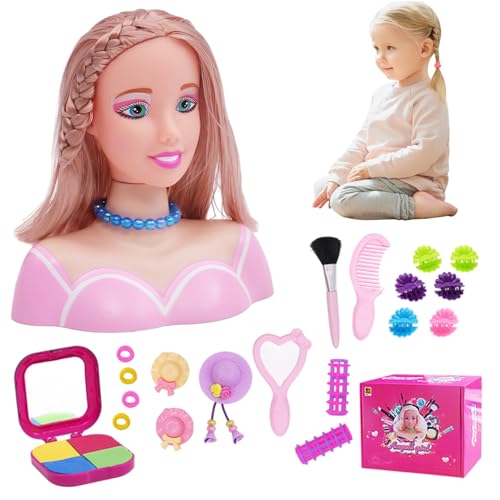 Puppen -Make -up -Spielzeugset | Puppenkopf für Haarstyling 35pcs/Set Simuliertes Styling Head Doll für Kinder Imaginative & Make -up Lernen tun, um Spielzeug für Mädchen zu spielen, Geschenke für Mä von Pastoralist