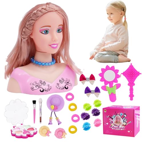 Puppen -Make -up -Spielzeugset | Puppenkopf für Haarstyling 35pcs/Set Simuliertes Styling Head Doll für Kinder Imaginative & Make -up Lernen tun, um Spielzeug für Mädchen zu spielen, Geschenke für Mä von Pastoralist