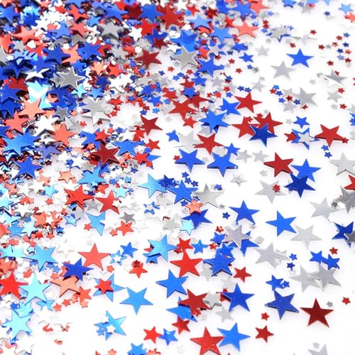 Star Confetti, 60g Red Blue White Star Glitter Confetti für Tisch, Folien -Pailletten Streut Konfetti, rot weiß und blau Dekorationen für den 4. Juli Independence National Day von Pastoralist