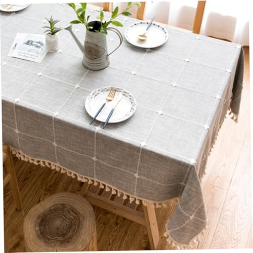 wasserdichte Tischdecke, 90x90cm Karierte bestickte Tischdecke mit Fransen, Baumwolle Leinen quadratische Tischdecke für Küche Dinning Party Urlaub von Pastoralist