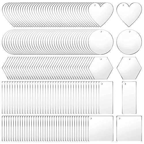 Pasyauer 200 StüCke Acryl SchlüSselanhäNger Rohlinge, Acryl, Transparente SchlüSselanhäNger AnhäNger für DIY Bastelprojekte von Pasyauer