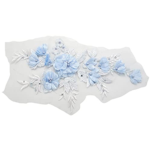 Pasyauer Perlen Heisse Bohr Spitze Braut Perlen Blumen Stickerei Patches Fuer Kleidung Hochzeit DIY Kleid Naehen Dekoration Blau von Pasyauer