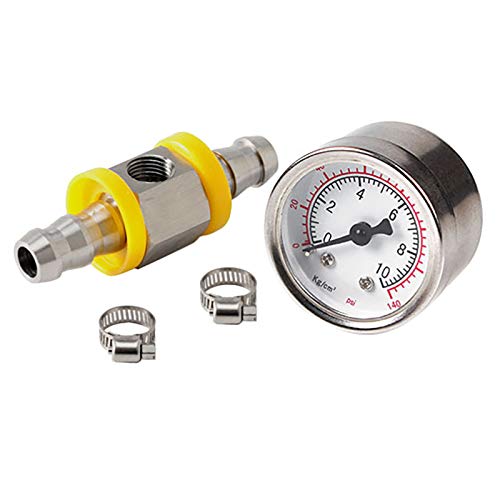 Pasyauer Universelles Kraftstoff Manometer 1/8 NPT (140) mit 3/8 Kraftstoff Leitung Kraftstoff Druck Messer Sensor T-Fitting Adapter von Pasyauer