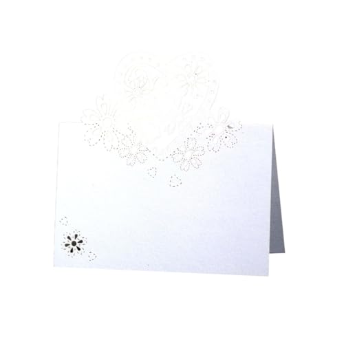 50 Packs 3D Herzform Blanko Tischkarten, Laser Cut Name Tischkarten Tischkarten Gästenamen Lebensmittel Zeichen Für Tabelle Einstellung Empfang Party (White) von PatPatPet