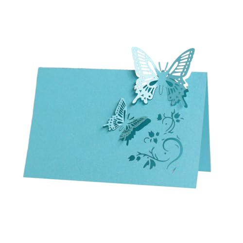 50PCS 3D-Schmetterling Tischkarten, 3D-Schmetterling Tischkarten Elegante Name Tischkarten Für Tischdekoration Empfang Party, Schreiben Tischkarten Gast Name Lebensmittel Zeichen (Blue) von PatPatPet