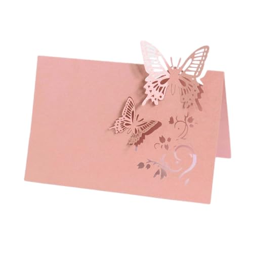 50PCS 3D-Schmetterling Tischkarten, 3D-Schmetterling Tischkarten Elegante Name Tischkarten Für Tischdekoration Empfang Party, Schreiben Tischkarten Gast Name Lebensmittel Zeichen (Pink) von PatPatPet