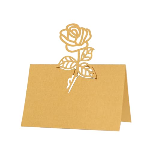 50PCS Laser Cut 3D Rose Blume Platz Karte Tabelle Name Karte, Papier Sitz Zahlen Karten Für Hochzeit Geburtstag Party Dekoration (Gold) von PatPatPet