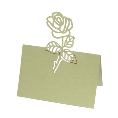 50PCS Laser Cut 3D Rose Blume Platz Karte Tabelle Name Karte, Papier Sitz Zahlen Karten Für Hochzeit Geburtstag Party Dekoration (Green) von PatPatPet