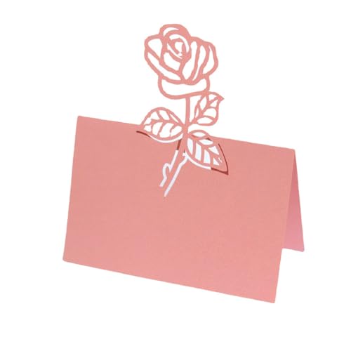 50PCS Laser Cut 3D Rose Blume Platz Karte Tabelle Name Karte, Papier Sitz Zahlen Karten Für Hochzeit Geburtstag Party Dekoration (Pink) von PatPatPet
