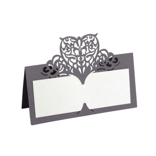 Satz Von 50 Stück Tischkarten Tisch Name Karten, Laser Cut Sweet Heart Papier Sitznummern Karten Für Hochzeit Geburtstag Party Dekoration (Grey) von PatPatPet