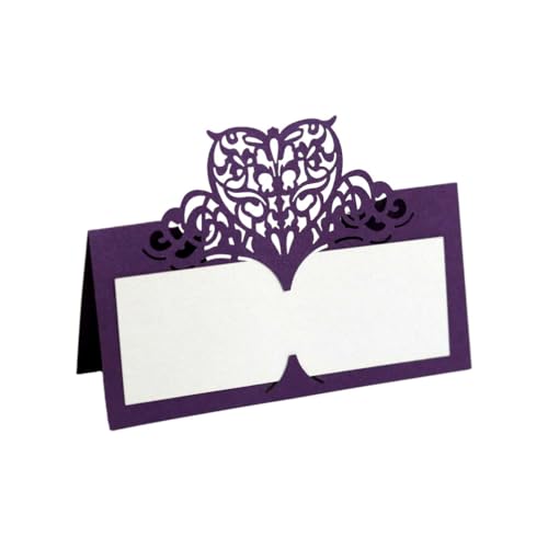 Satz Von 50 Stück Tischkarten Tisch Name Karten, Laser Cut Sweet Heart Papier Sitznummern Karten Für Hochzeit Geburtstag Party Dekoration (Purple) von PatPatPet