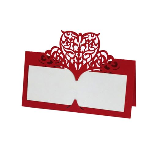 Satz Von 50 Stück Tischkarten Tisch Name Karten, Laser Cut Sweet Heart Papier Sitznummern Karten Für Hochzeit Geburtstag Party Dekoration (Red) von PatPatPet