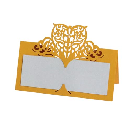Satz Von 50 Stück Tischkarten Tisch Name Karten, Laser Cut Sweet Heart Papier Sitznummern Karten Für Hochzeit Geburtstag Party Dekoration (Yellow) von PatPatPet