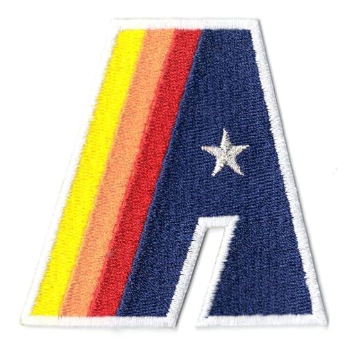 Retro Rainbow A Patch Sport Abzeichen bestickt zum Aufbügeln, blau, 7,6 cm breit x 7,6 cm hoch von Patch Collection