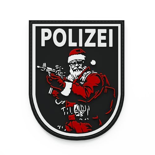 Patch Force - Polizei Weihnachtspatch (farbig) - Als Abzeichen für Polizeiuniform, Schutzweste, Einsatztasche, Jacke, Kostüm oder Rucksack - 3D rubber klett patch von Patch Force