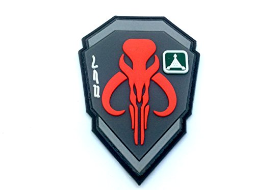 Bounty Hunter Boba Fett Mandalorian Bantha Skull Red 3D PVC Paintball-Patch, Abzeichen. von Patch Nation