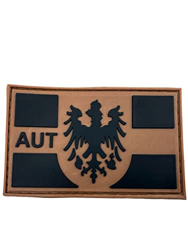 Österreichisches Österreich AUT Wappen Flagge Taktisch PVC Airsoft Klettverschluss-Flecken Kader Patch (Braun) von Patch Nation