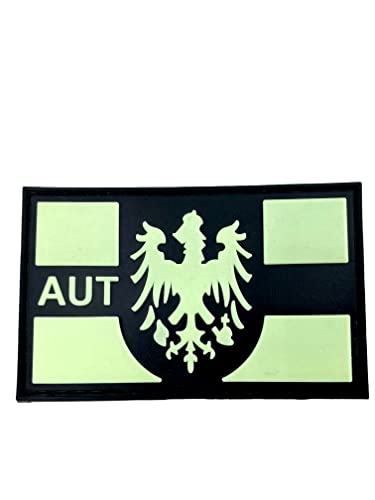 Österreichisches Österreich AUT Wappen Flagge Taktisch PVC Airsoft Klettverschluss-Flecken Kader Patch (Schwarz Leuchten im Dunkeln) von Patch Nation