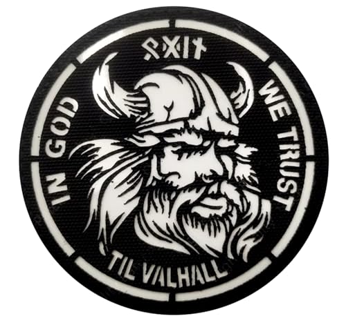 Patch Nation In God We Trust Till Valhalla Viking Airsoft Paintball Laser Cut Patch (leuchtet im Dunkeln) von Patch Nation