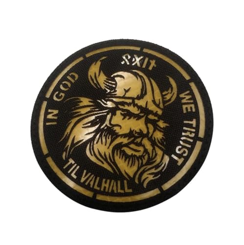 Patch Nation In God We Trust Till Valhalla Wikinger Airsoft Paintball lasergeschnittener Aufnäher (gelb) von Patch Nation