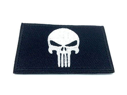 Punisher Aufnäher, Schwarz, bestickt, Airsoft Cosplay von Patch Nation