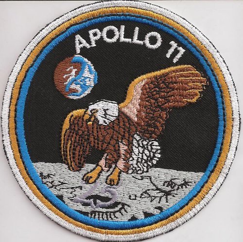 Raumfahrt Aufnäher: Apollo 11 Eagle LM Mondlandung Moon Landing Patch NASA - 1969-1994 25 Jahre Jubiläum - Astronauten Abzeichen Applikation für Jacke/Hemd/Tasche - 100x100mm von PATCH KING