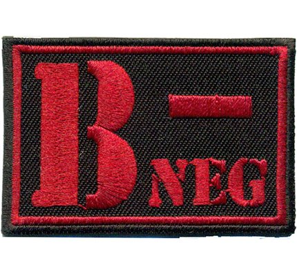 B NEG Blutgruppe Negativ Military Biker Rotkreuz Erstehilfe Abzeichen Aufnäher von Patch