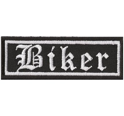 BIKER Aufnäher mit Spruch - Biker Rankpatch - Biker Patch zum annähen/aufbügeln | Motorrad Aufkleber Sticker für alle Stoffe & Leder | Bügelflicken Applikation | 90x30mm von PATCH KING