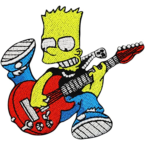 Patchking - 1x Bart Simpson Rocker Band Rockabilly Heavy Metal Biker Cartoon Patch, 70x70mm, Aufbügeln, Appliqué von Individual Software