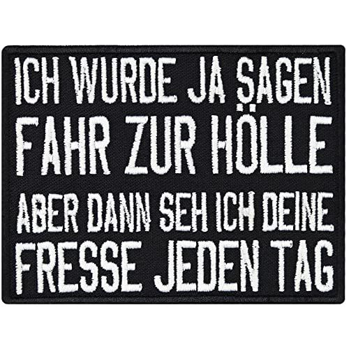 Fahr Zur Hölle, Motoradjacken Biker Rocker Heavy Death Metal Spruch Aufnäher von Patch