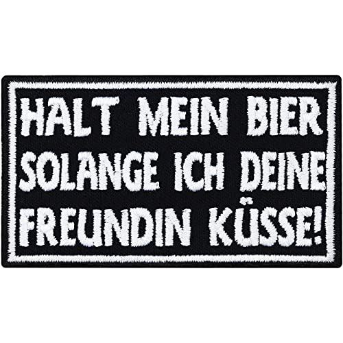 Halt Mein Bier solange ich deine Freundin küsse Free Biker Kutte Aufnäher Patch von Individual Software