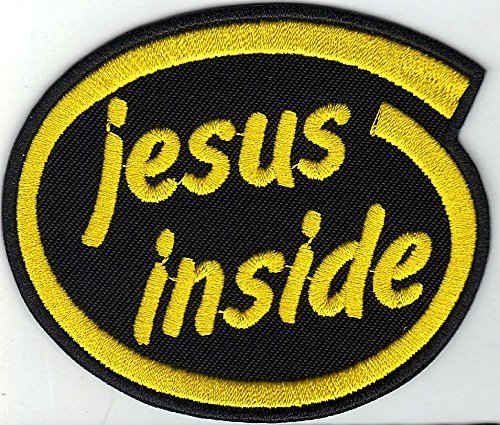 Patch Jesus Aufnäher mit Spruch - Jesus Inside - Motivation annähen/aufbügeln l Kutten Aufbügler Aufkleber Applikation für alle Stoffe l Jesus Christus Bügelbilder l 80x70mm von Individual Software