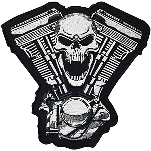 MOTORBLOCK Skullhead V-Motor Biker Motorcycle Chopper Aufnäher BACKPATCH von Patch