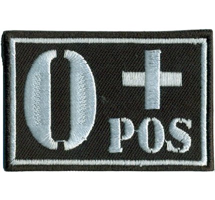 Blutgruppen Aufnäher Rotes Kreuz Abzeichen - Blutgruppe 0 pos. - Tactical Morale Patch zum aufbügeln l Militär Uniform Aufbügler für alle Stoffe l Sticker Bügelbilder l weiß l 60x40mm von Individual Software