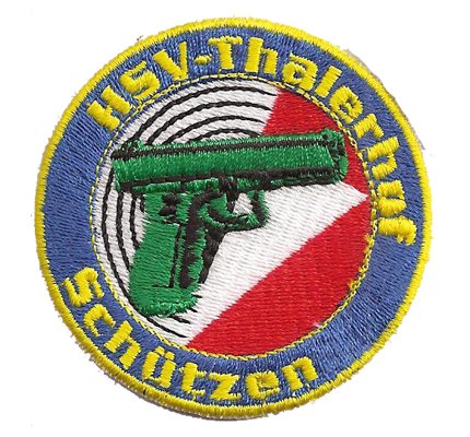 HSV Thalerhof Schützen Aufnäher Bestickt zum aufnähen, Patch Pistole Waffen Abzeichen Polizei Verein Bügelbilder Applikation für Uniform/Jacke/Tasche, 60x60mm von Patchking