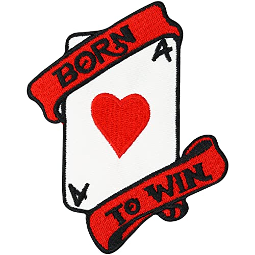 Patch Herz Ass Poker Karten Born to Win Rockabilly Biker Rocker Gambler Aufnäher von Patch