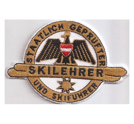 Skilehrer Abzeichen, Staatlich Geprüfter Skiführer Aufnäher gestickt, Austria Patch Ski Alpin Geschenk für Ski-Fans Applikation für Jacke/Rucksack/Tasche, 100x70mm von Individual Software