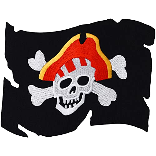 Patch PIRATENFAHNE Piraten Logo Fahne Totenkopf Hut Kostüm Applikation Aufnäher von Individual Software