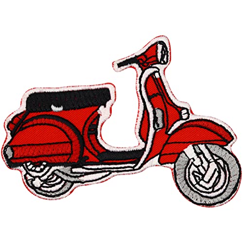 Rote Old School Vespa Roller Vintage Motorrad Piaggio Motorcycle Biker Patch Aufnäher von Patch