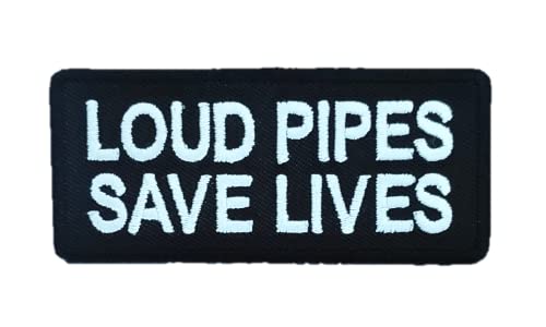 Loud Pipes Save Lives Patch 7,6 cm – Harley Biker Weste Patch Motorrad MC Club Bestickter Aufnäher Bügelbild Aufnähen für Weste, Jacke, Jeans von PatchClub