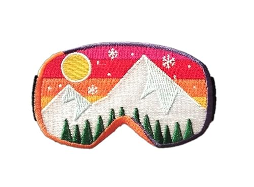 PatchClub Aufnäher für Ski- und Snowboardbrillen, 8,9 cm, Bergabenteuer, bunt, vollständig bestickt, zum Aufbügeln oder Aufnähen von PatchClub