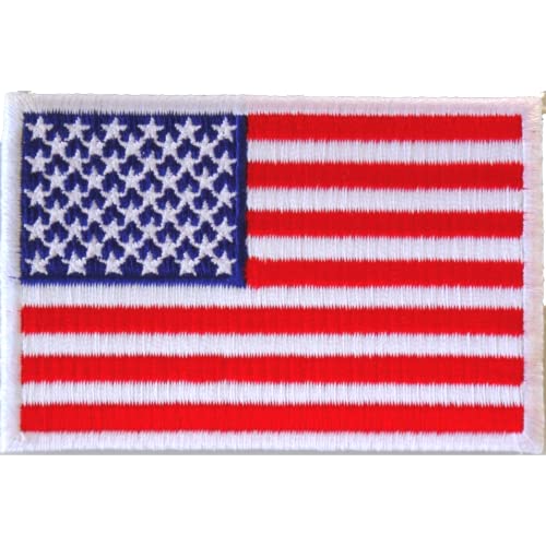 PatchClub Aufnäher mit amerikanischer Flagge, bestickt, weißer Rand, US-Flagge, Militäruniform, zum Aufbügeln oder Aufnähen von PatchClub