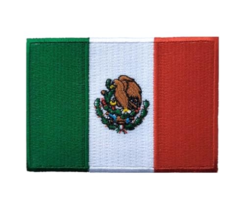 PatchClub Aufnäher mit mexikanischer Flagge, 8 cm, Parche Bandera de Mexiko, Escudo Águila, Premium-Stickerei, bunte Bordüre, Mexiko-Aufnäher, Uniformemblema (Klettverschluss) von PatchClub