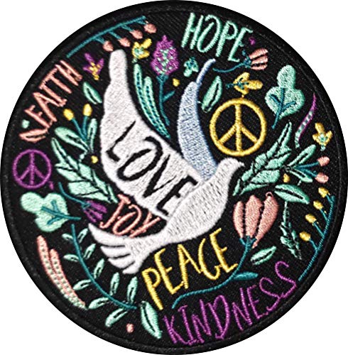 PatchClub Peace Love Aufnäher – zum Aufbügeln oder Aufnähen – niedliche Applikation für Jacken, Jeans, Kleidung, Rucksäcke, Tragetaschen, Steppdecken von PatchClub